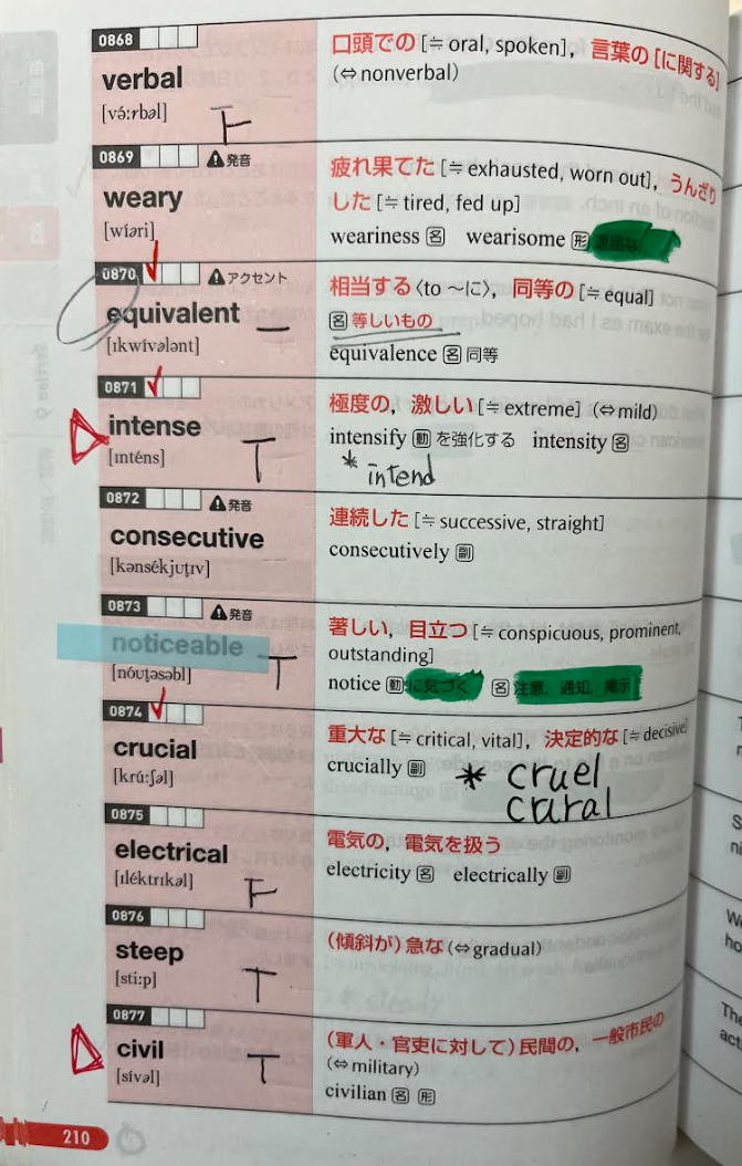 実際の私の単語帳